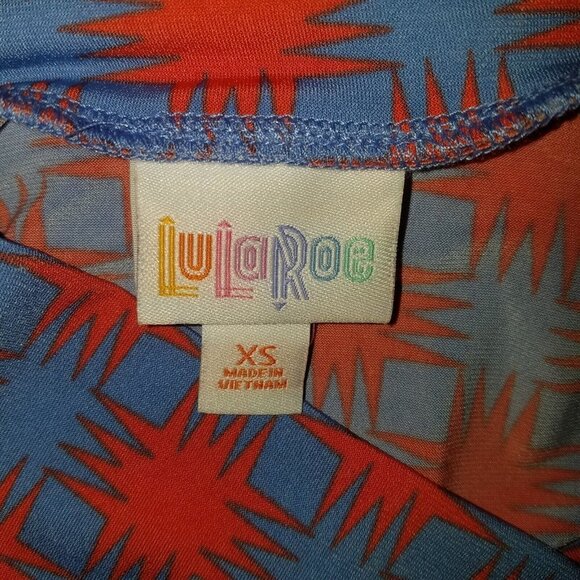 LuLaRoe Maxi Skirt Long Full-Length Size XS Blue Coral Geometric Pattern - Picture 3 of 6